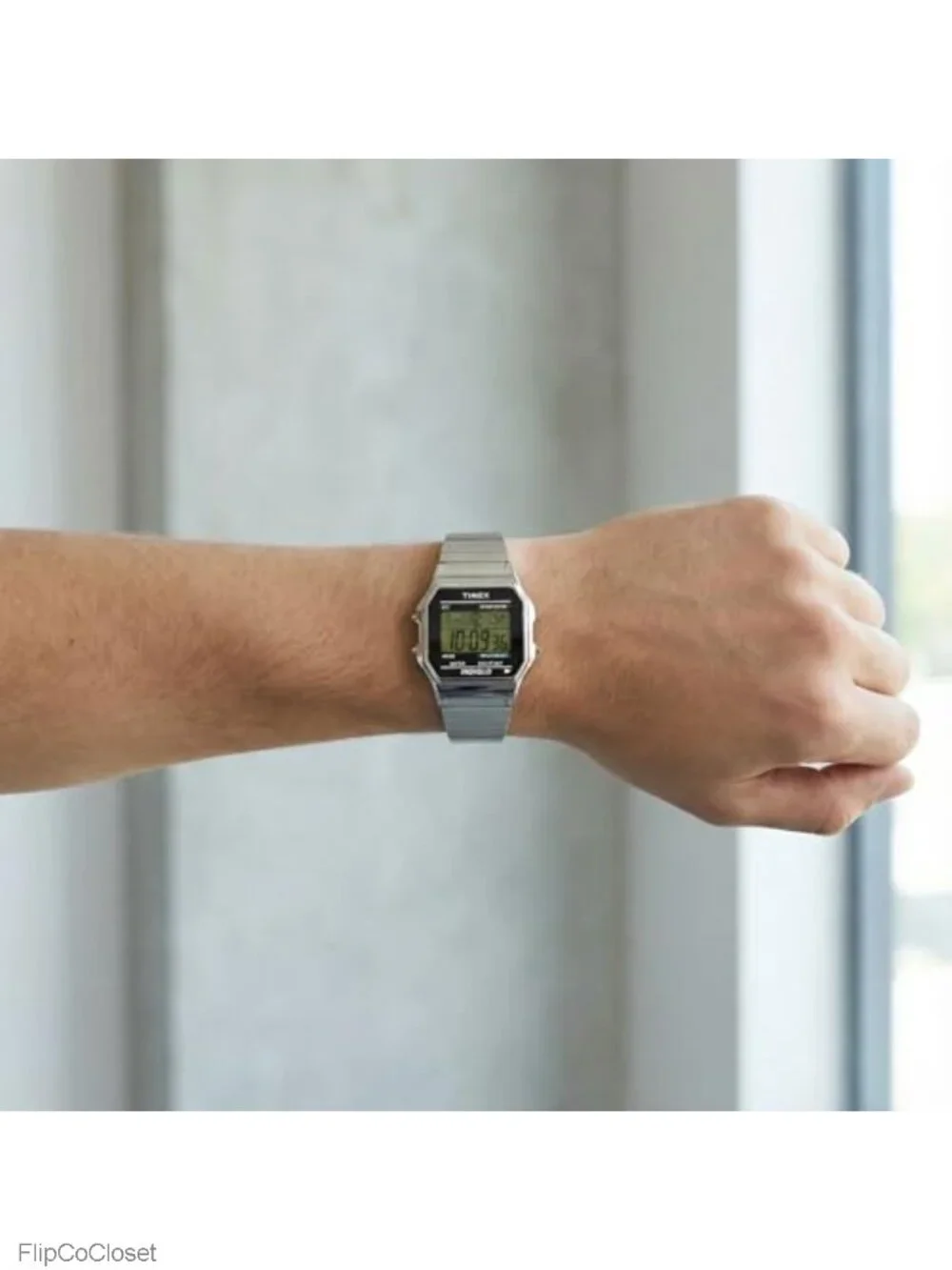 Men's Timex Classic Digital 34mm Watch Stainless Steel Expansion Band